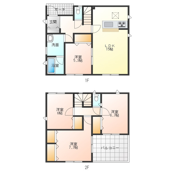 【間取り】 | 富士市宮下第6　新築戸建て　2号棟
