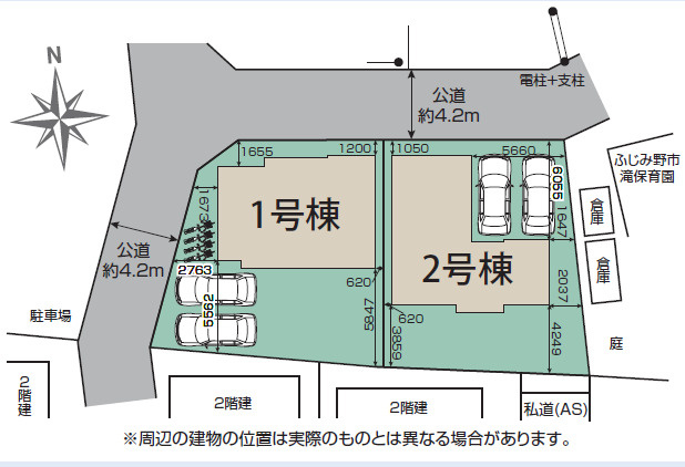 《仲介手数料半額》ふじみ野市長宮2丁目全2棟　2号棟の区画図