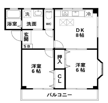 稲城市矢野口の賃貸マンションの間取り