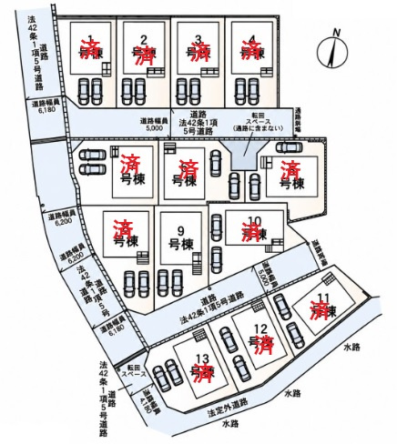 沖縄市胡屋　第1（全13棟）ラスト9号棟の区画図|9号棟　