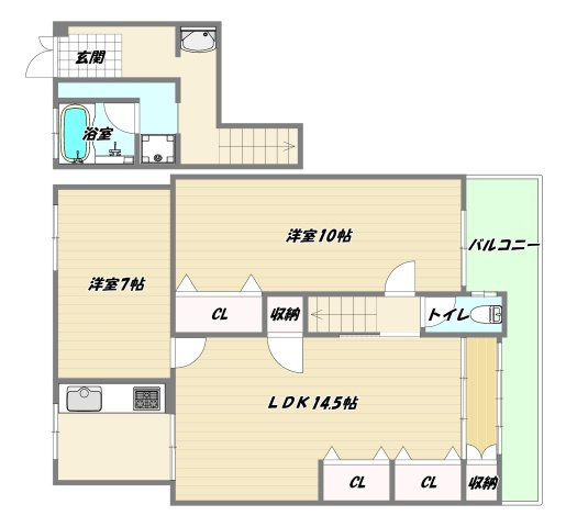 大阪市淀川区西中島２丁目の一戸建ての間取り