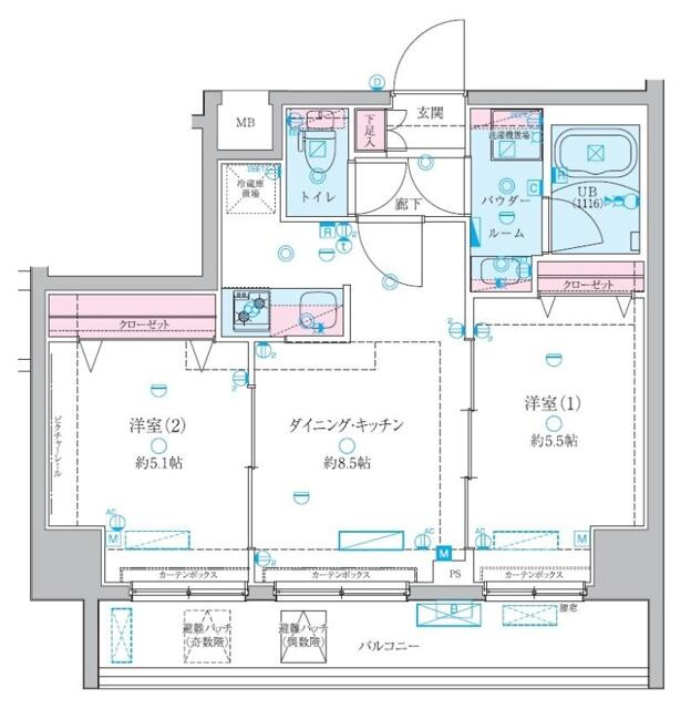 ＧＥＮＯＶＩＡ白糸台ｓｋｙｇａｒｄｅｎの間取り