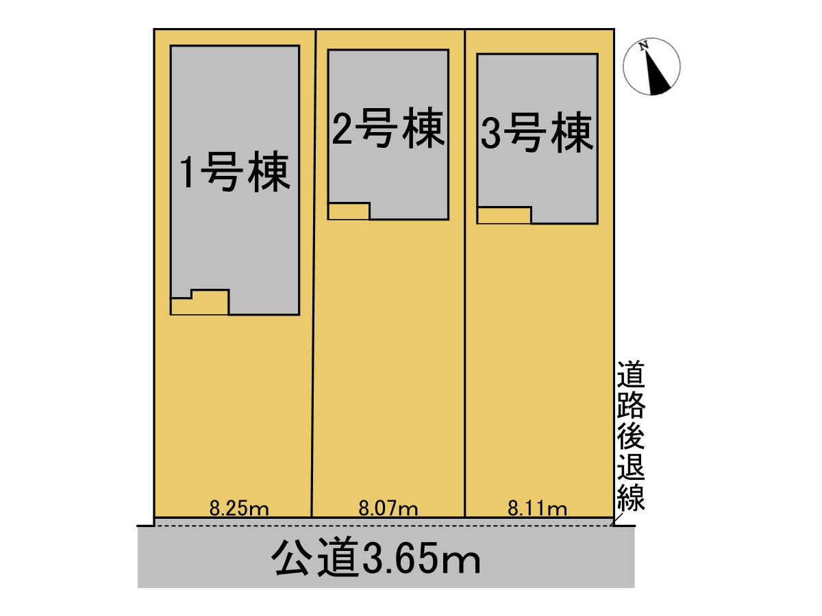 リーブルガーデン　羽島市上中町長間　全３区画分譲の区画図|■区画図
■YAMADA電機の　ヤマダ不動産　株式会社リライフ　
いつでもお問合わせ下さい。