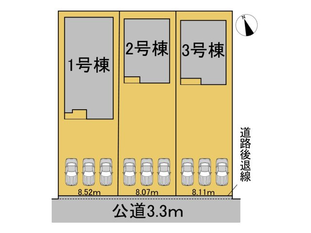 リーブルガーデン　羽島市上中町長間　全３区画分譲の区画図|■区画図
■YAMADA電機の　ヤマダ不動産　株式会社リライフ　
いつでもお問合わせ下さい。