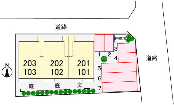 ヴィラ西秦の区画図|駐車場