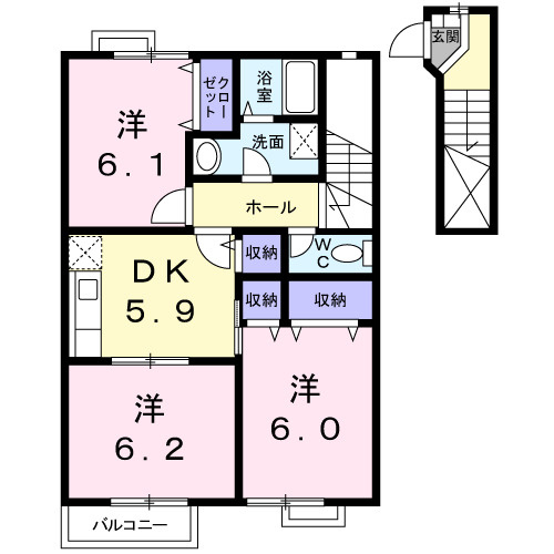 ヴィラ西秦の間取り|間取図