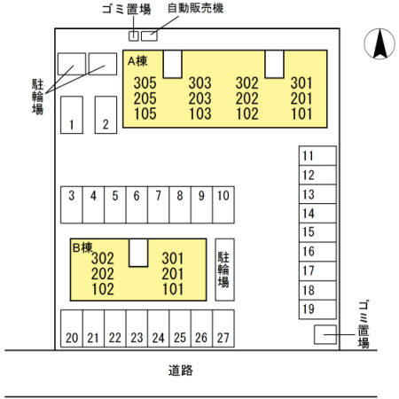 リビングタウン北川添 A棟の区画図