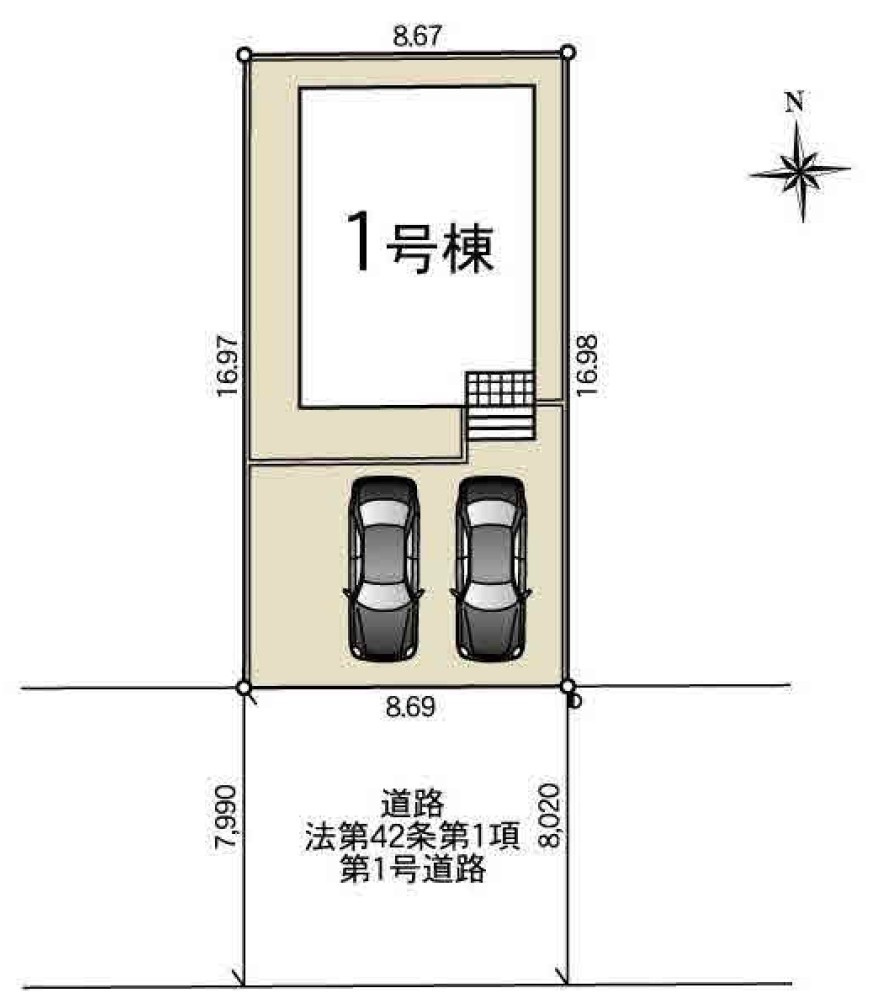 【Cradle garden】宇都宮市今宮 第4 全1棟の区画図