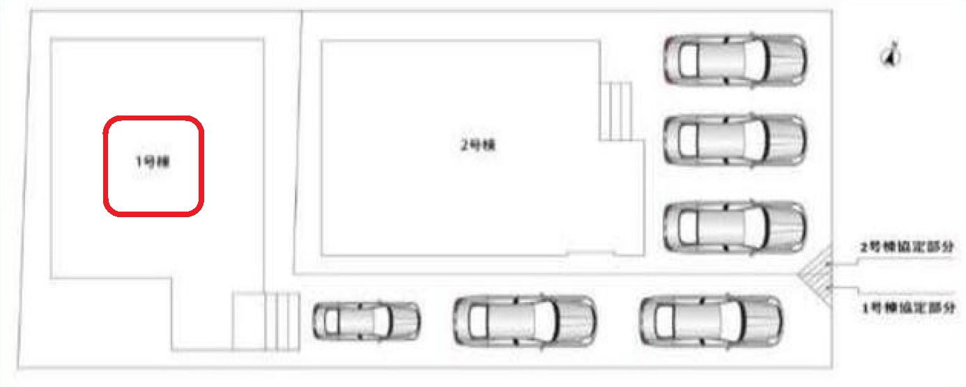 所沢市上安松・全2棟　新築一戸建　1号棟の区画図|【全2棟・1号棟】カースペース縦列3台分（車種制限あり）