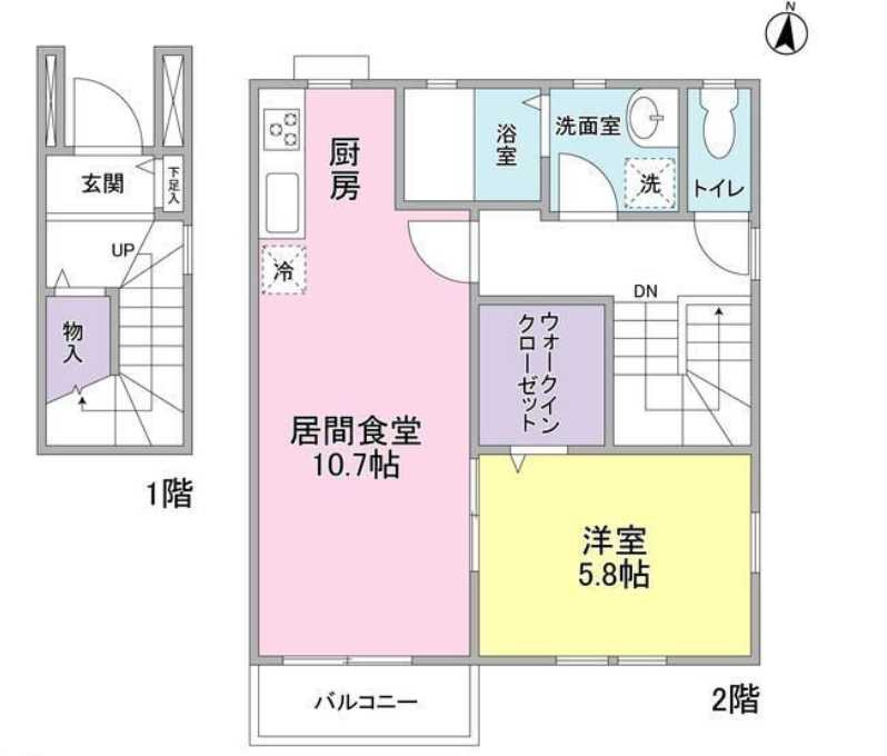 K’Sフラット　最上階　角部屋　追焚の間取り