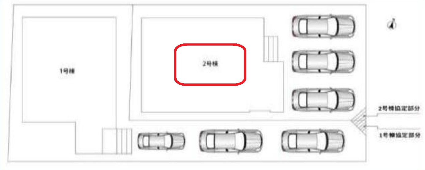 所沢市上安松・全2棟　新築一戸建　2号棟の区画図|【全2棟・2号棟】カースペース並列3台。