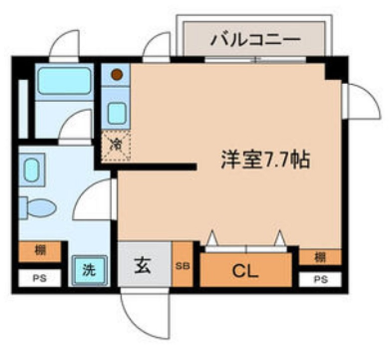 第一デュオレスズエの間取り|北向きバルコニーですが北東角部屋2面採光の洋室7.7帖の1Rバストイレ別独立洗面台！
◆角部屋、洋室7.7帖、独立洗面台、大きめ収納がポイント◆