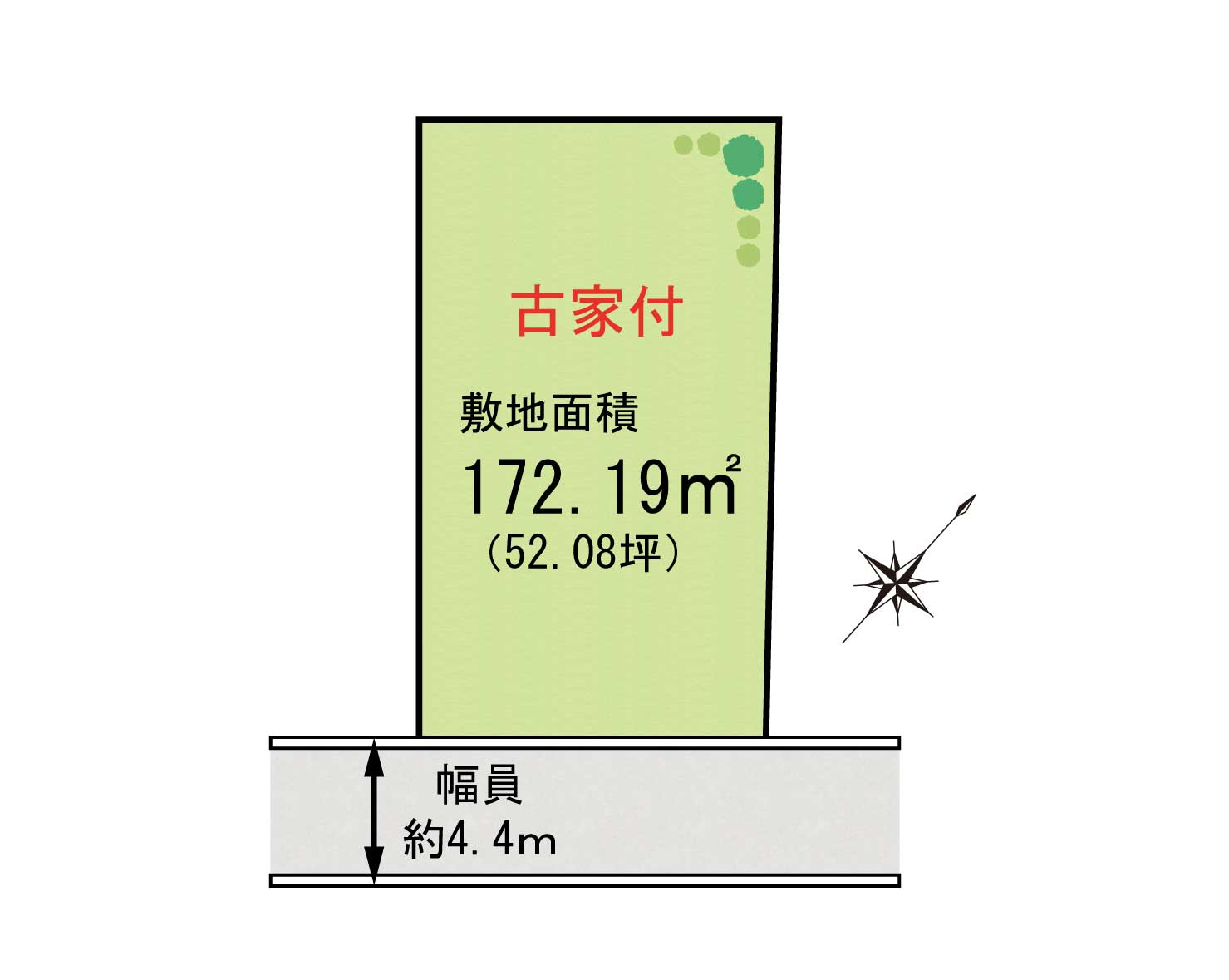 岸和田市南町　古家付き土地の区画図