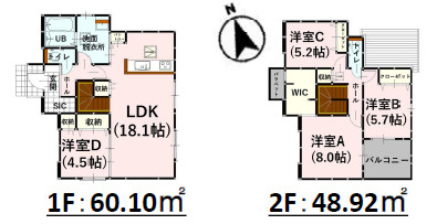 仲介手数料不要　よかタウンAdobe　Bloom‐Ｈ菊陽町大字久保田8期【菊陽中部小・菊陽中】の間取り