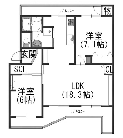 【間取り】 | 南円明寺ヶ丘団地8棟 | 専有面積61.15㎡