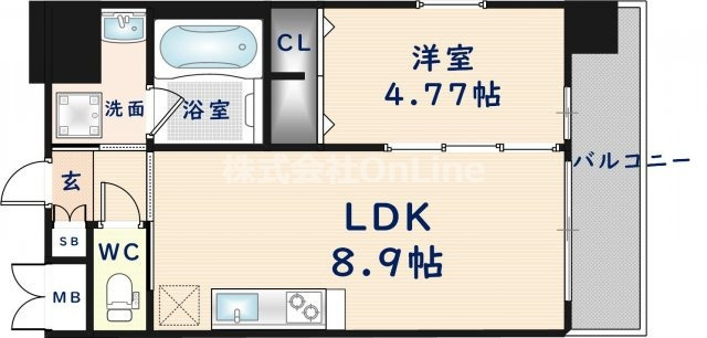東大阪市足代北１丁目の賃貸マンションの間取り