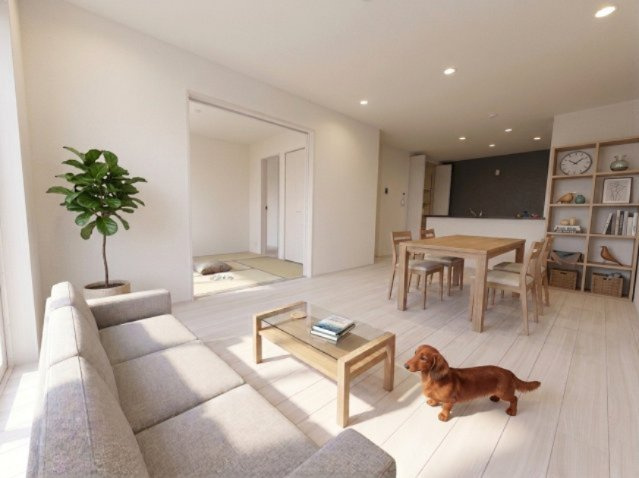 盛岡市上堂　第4の居間・リビング|写真は完成イメージです。
同等仕様の物件にご案内可能です。
掲載画像はCG加工を施したイメージです。
家具・家電・調度品等は販売価格に含まれません。