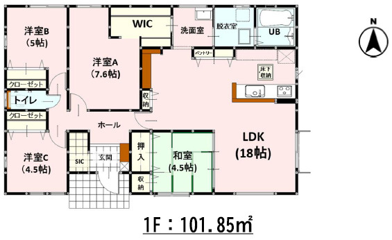 仲介手数料不要　よかタウンBloom北区八景水谷3丁目1期【城北小・清水中】の間取り