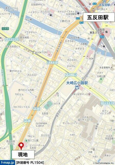 品川区西五反田８丁目の賃貸マンションの地図