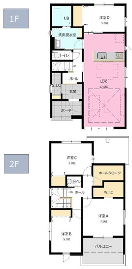 【間取り】 | 【新築分譲住宅　～ LIGARE　リガーレ～　】山形市上町　3期1棟 | (2号棟)、価格4198万円、4LDK、土地面積164.66㎡、建物面積111.98㎡ 