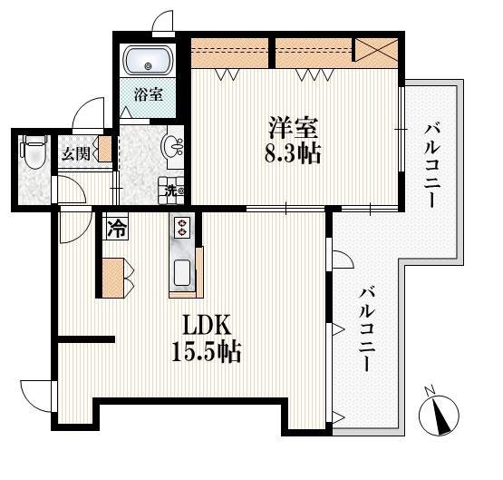 マーガレットコートの間取り|★広いバルコニー付き／大幅リフォーム済みの１ＬＤＫ★