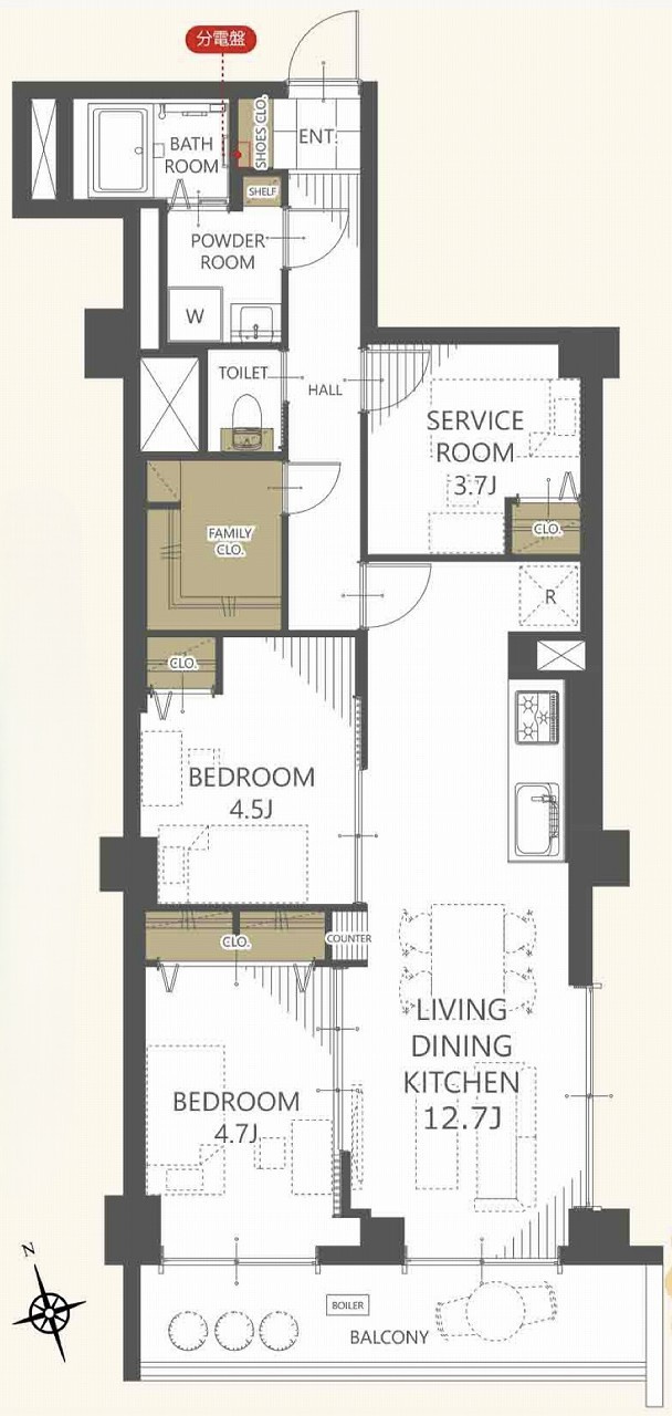 パシフィック豊玉マンションの間取り|3LDK 専有面積61.60m2 バルコニー面積7.28m2