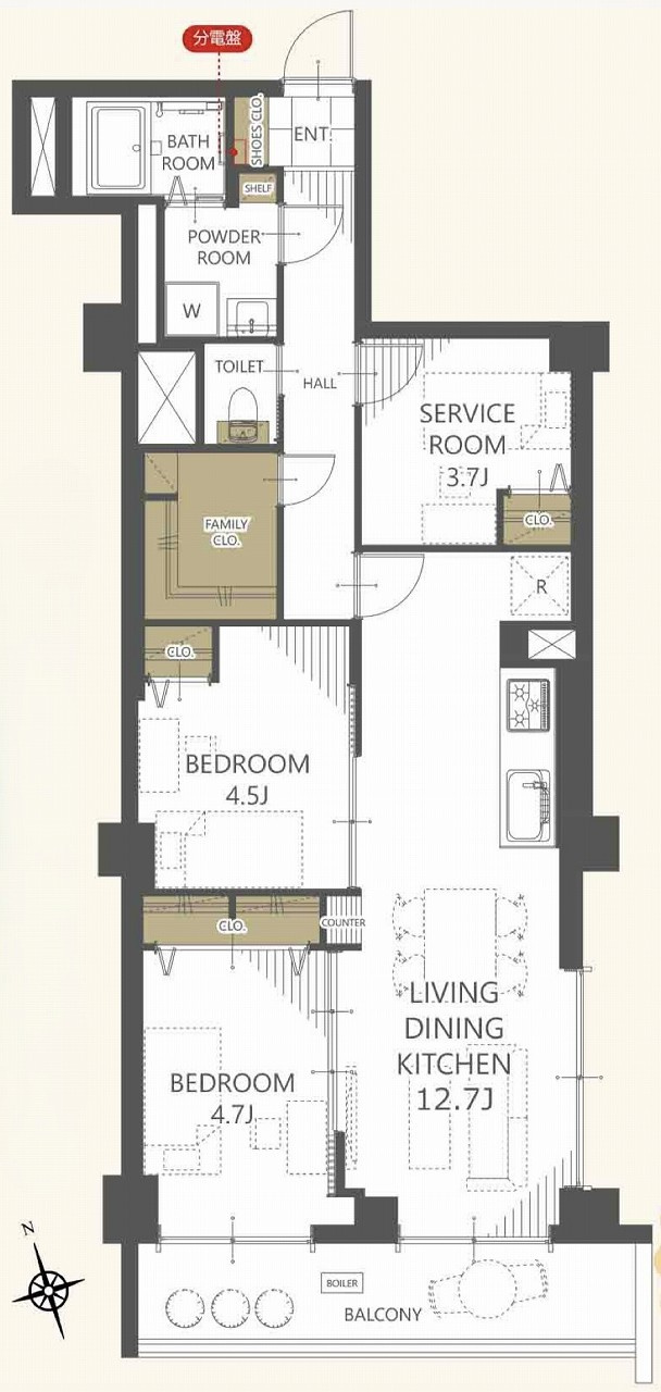 パシフィック豊玉マンションの間取り|3LDK 専有面積61.60m2 バルコニー面積7.28m2