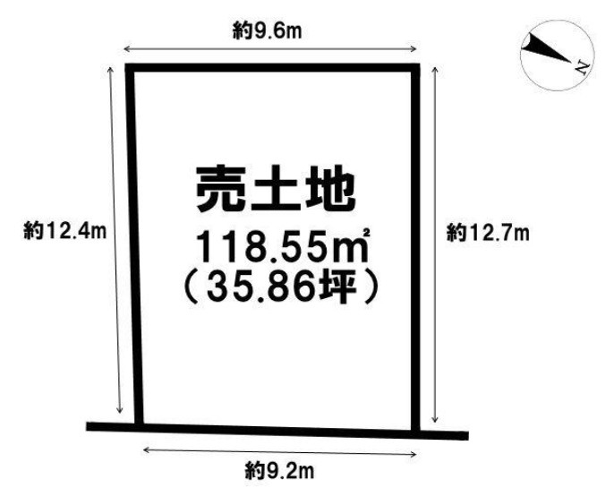 桜井３　建築条件無し土地＜全２区画＞の土地図|２号地　35.86坪
