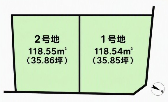 桜井３　建築条件無し土地＜全２区画＞の区画図
