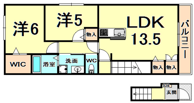 西宮市老松町の賃貸マンションの間取り