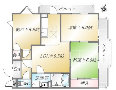 神戸市東灘区魚崎北町４丁目の賃貸マンションの間取り
