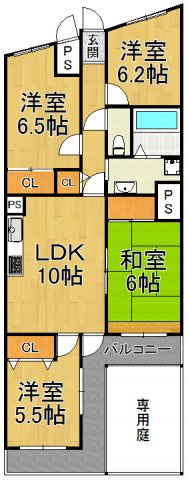 西宮市獅子ケ口町の賃貸マンションの間取り