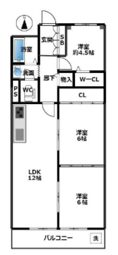 神戸市中央区熊内町２丁目の賃貸マンションの間取り
