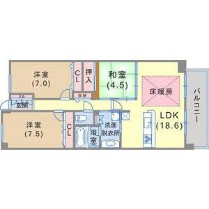 芦屋市大東町の賃貸マンションの間取り