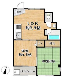 芦屋市親王塚町の賃貸マンションの間取り