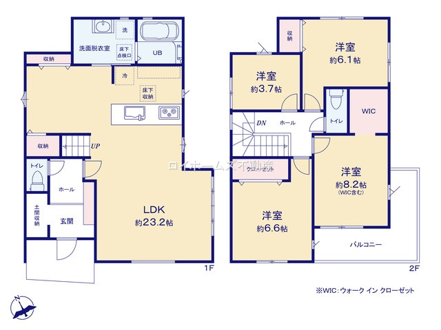 【間取り】 | 清須市西枇杷島町泉55-2『仲介料無料』新築戸建て | 1号棟