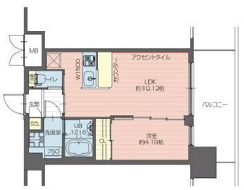 大阪市港区弁天３丁目の賃貸マンションの間取り