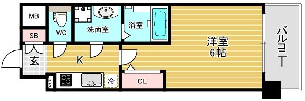大阪市港区田中２丁目の賃貸マンションの間取り
