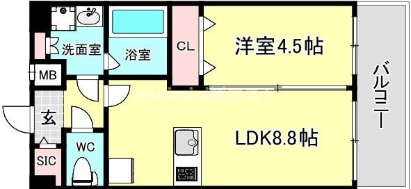 大阪市港区波除２丁目の賃貸マンションの間取り