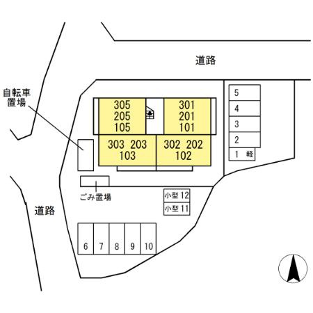 筑紫野市大字永岡のアパートの区画図|別号室タイプ