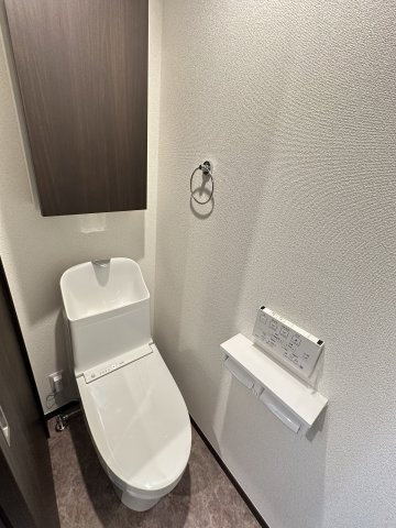 落ち着いた色調のトイレです