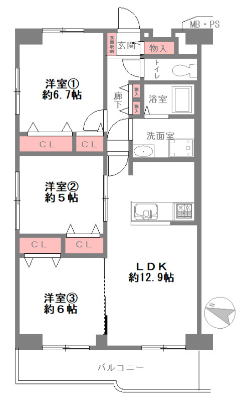 サンハイツ灘の間取り