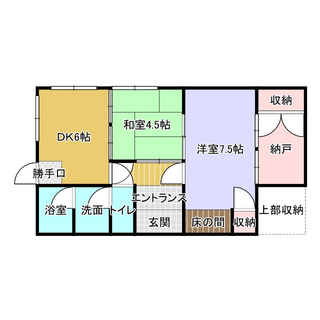 八代市豊原上町字遥拝　２DK　平屋建の間取り