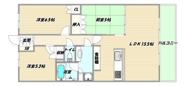大阪市淀川区野中北１丁目の賃貸マンションの間取り