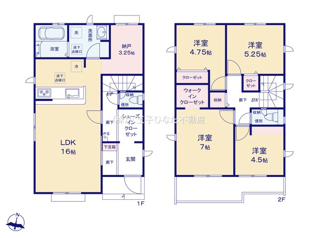 『八王子市新築戸建て』八王子市石川町1458【仲介手数料無料】　７期の間取り|～仲介手数料無料☆八王子ひなた不動産～　八王子市石川町　新築戸建て