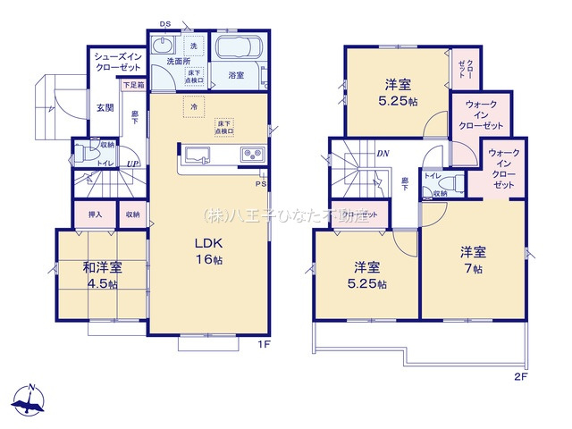 『八王子市新築戸建て』八王子市石川町1458【仲介手数料無料】　７期の間取り|～仲介手数料無料☆八王子ひなた不動産～　八王子市石川町　新築戸建て