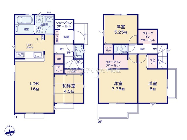 『八王子市新築戸建て』八王子市石川町1458【仲介手数料無料】　７期の間取り|～仲介手数料無料☆八王子ひなた不動産～　八王子市石川町　新築戸建て