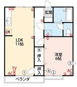 メゾン・エクセルⅡの間取り|使い勝手の良い間取りです♪