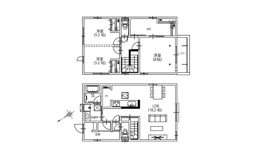 東海市中ノ池1丁目　中古戸建の間取り