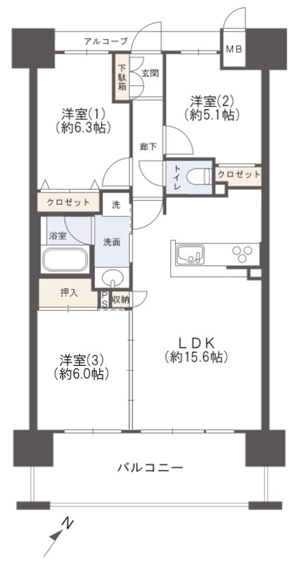 アルファステイツ下松市役所前の間取り